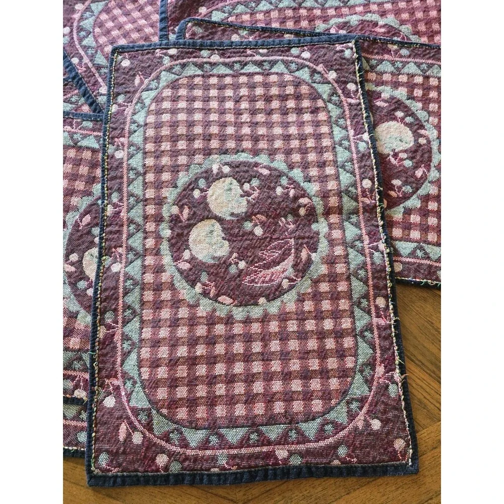 Vintage Cherry Tapestry Placemats Set of 8 with 70